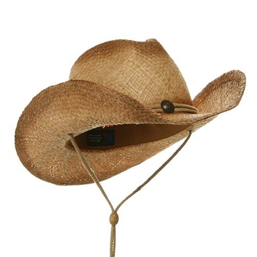 Mg Tea Stain Raffia Straw Cowboy Hat (Natural), Natural Tea, Size One Size #TOP4