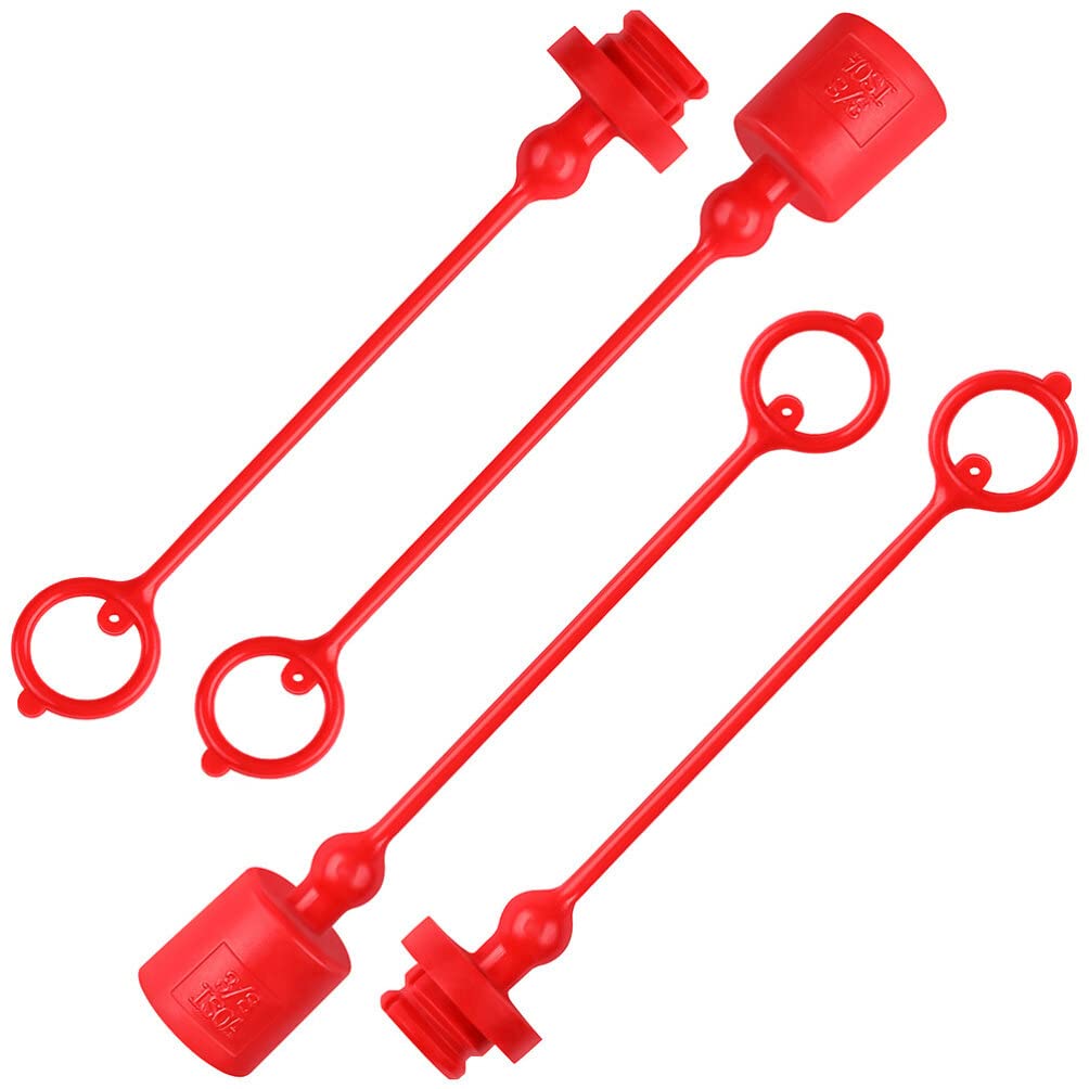VILLCASE Hydraulic Coupler Cap & Plug Set (2 Sets) - 1/2 Inch, Red Plastic, Protects Quick Connectors