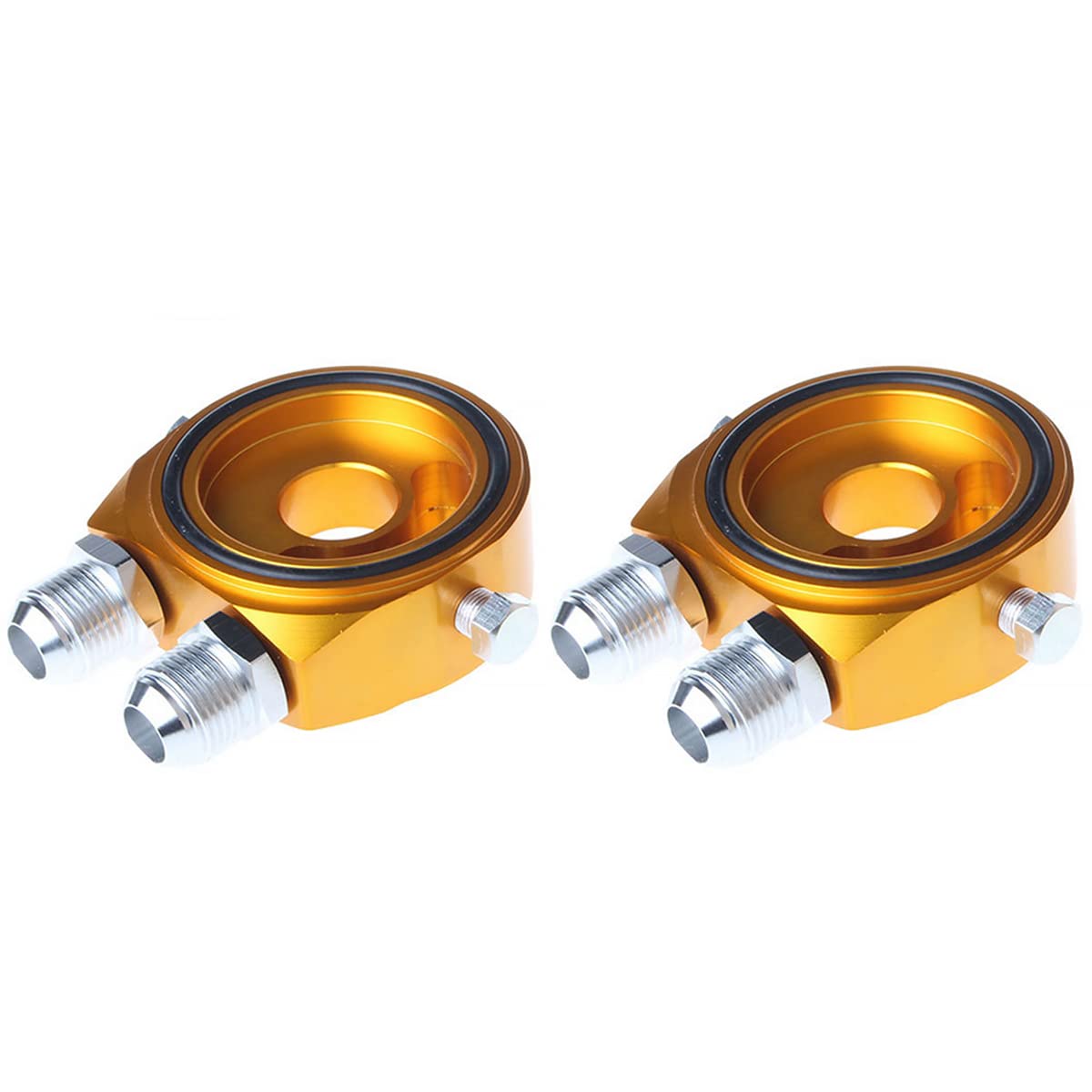 Placa de sándwich de filtro de aceite de 2 piezas, herramientas de filtros de aceite AN10, placa de sándwich de filtro de aceite universal, kit de placa adaptadora de sándwich (dorado)