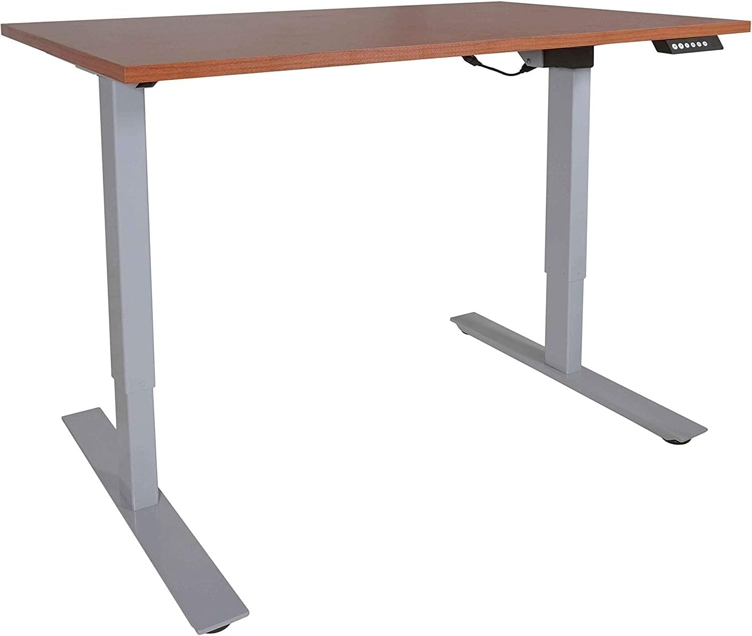 Titan Fitness A2 Adjustable Sit/Stand Desk 30" x 60" Cherry Finish Silver Frame