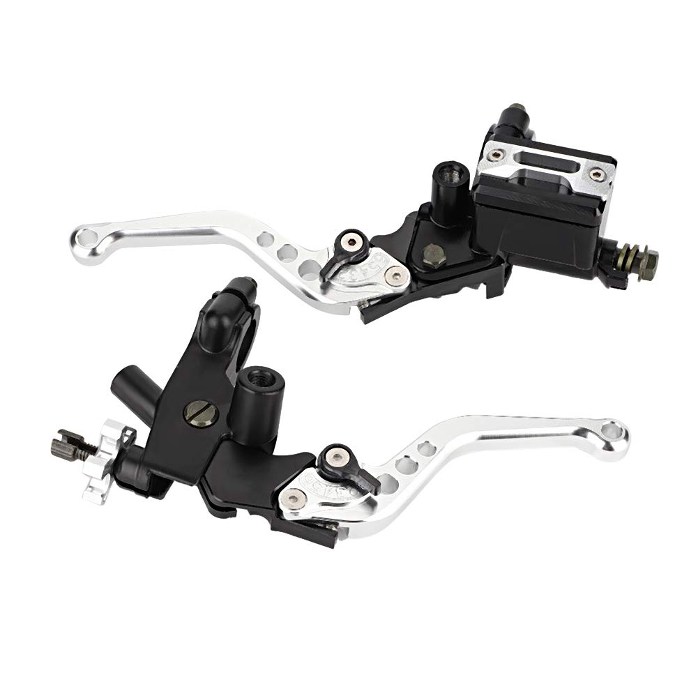 Qiilu 1 paio 7/8 "(22mm) leve freno serbatoio freno frizione moto universale(Silver)