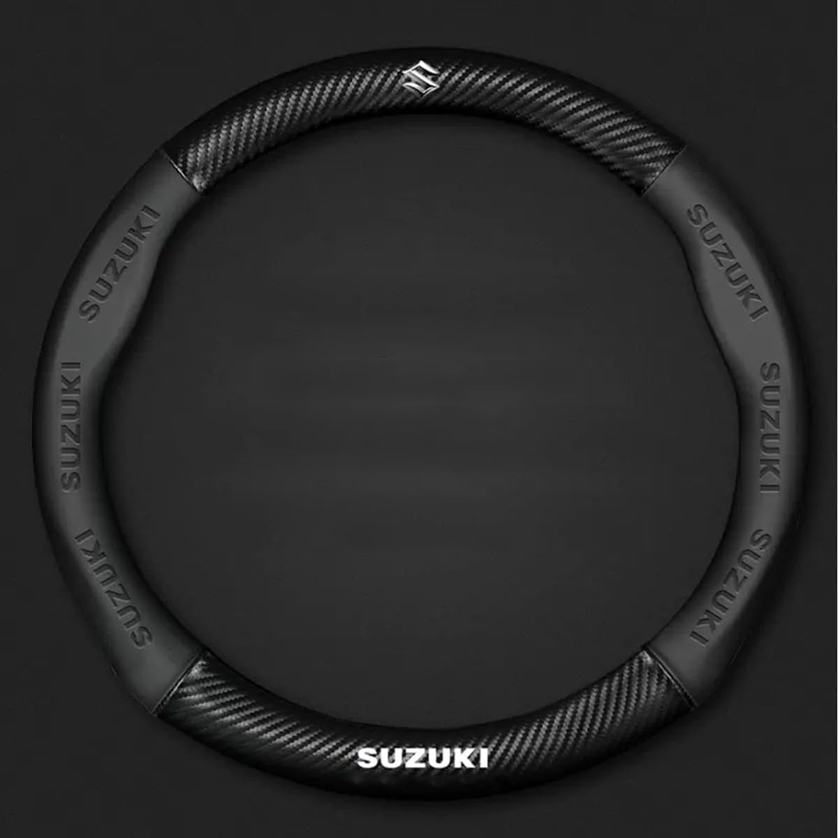 Car Steering Wheel Cover for Suzuki Jimny GJ 2018-2022, Non-Slip Breathable Microfiber Leather Steering Wheel Cover, Steering Wheel Protector Interior Accessories,A Black, normal