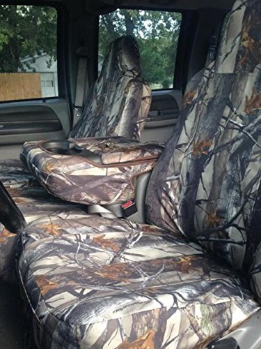 Durafit Seat Covers Made to fit 2002-2010 F250-F550 Double Cab only, Front 40/20/40 Split Bench Seat with Molded Headrest, Exact Fit Seat Covers,