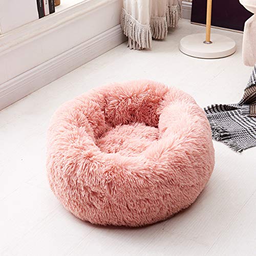 LANGGE Soft Warm Round Pet Dog Bed Comfy Calming Pet Bed Dog Cushion Mat Dog Cat Washable Plush Kennel Donut Bed