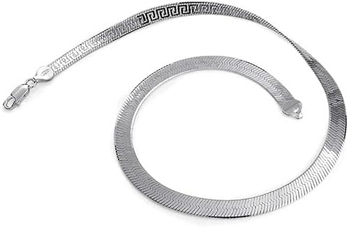 Miniatura 5 de Collar de plata de ley 925 con llave griega plana reversible flexible para mujer sin níquel hecho Italia 16 y 18 pulgadas Metal N  A