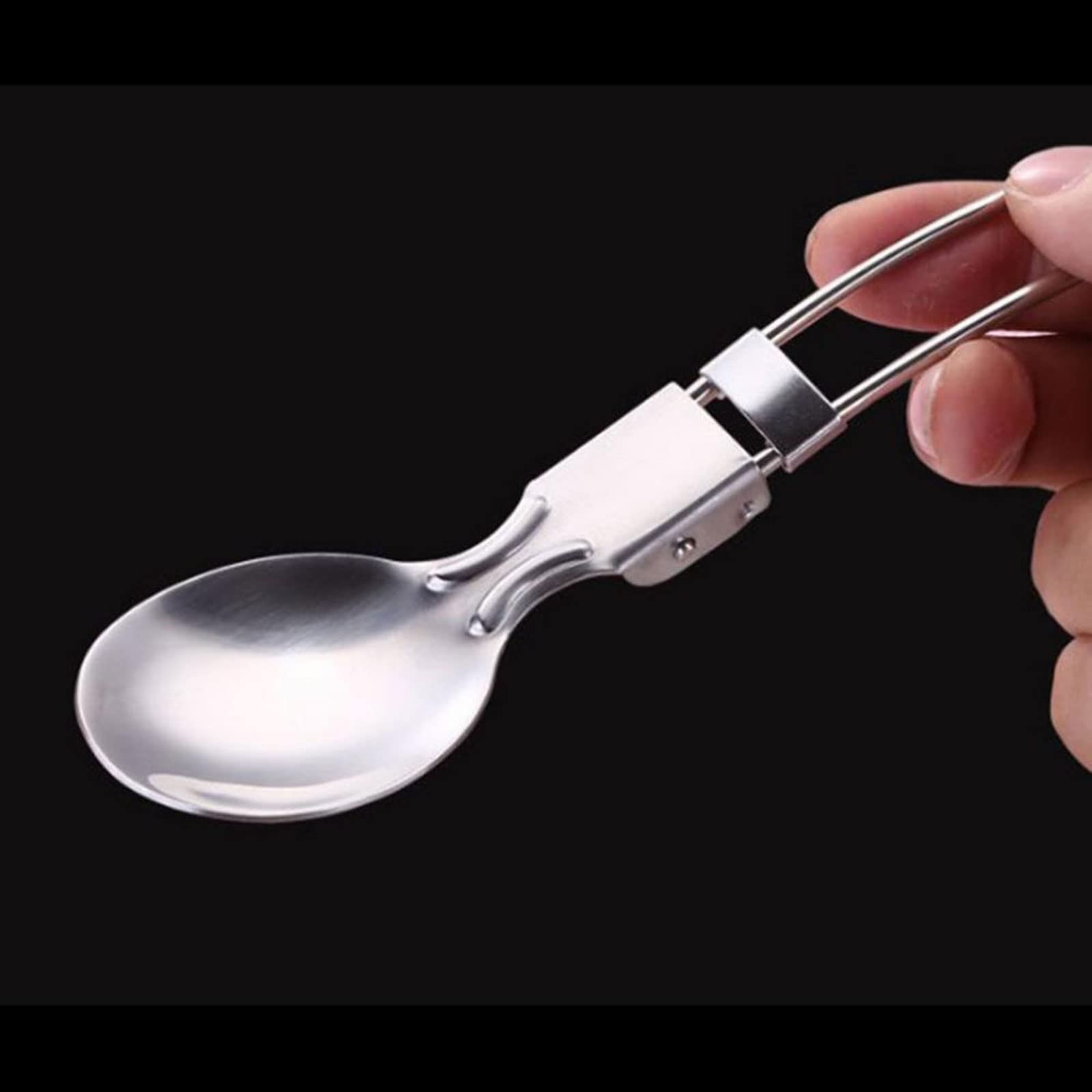 Spoons Stainless Steel Folding Spoon Spork With Lightweight Handle Picnic Camping Dinnerware Outdoor Tableware Cookware Dinner Set 2 Pcs