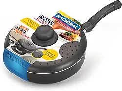 Frigideira Antiaderente Preta 24cm com Tampa para Fritura