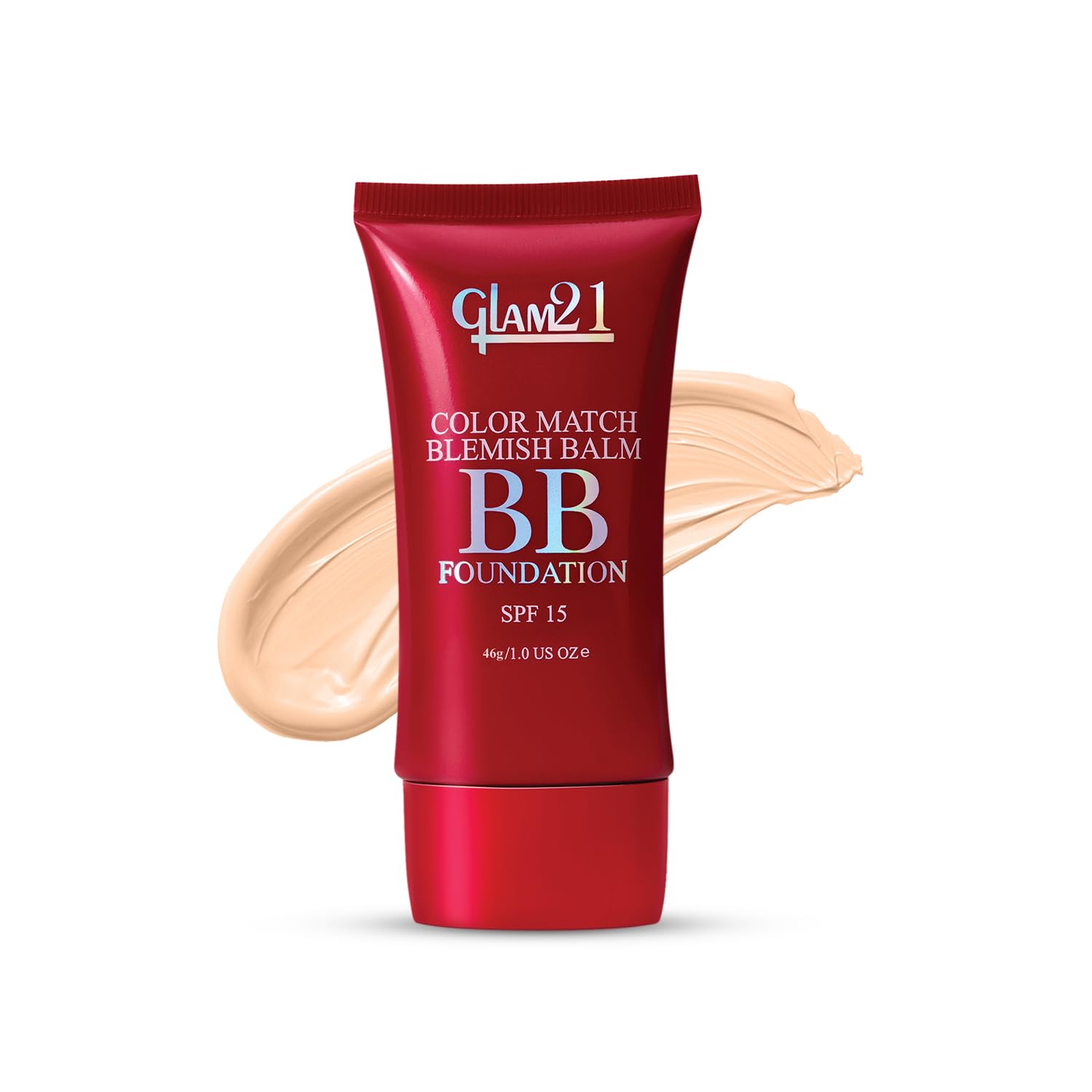 Glam 21 Color Match BB Foundation SPF15 I Dual Purpose of Foundation & Sunscreen Blemish-free Glow |Non-cakey Daily Use | Non-greasy & Lightweight | Long-lasting Radiant Makeover| 46gm - 02 Honey Drop