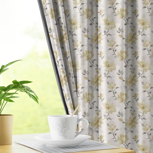 Image of LINENWALAS Printed Blackout Curtains for 9 Feet Long Door | Set of 2 | Digital Printed Floral Drapes | Thermal Insulated, Room Darkening Panels with Grommet Hanging for Living Room (Orlina)
