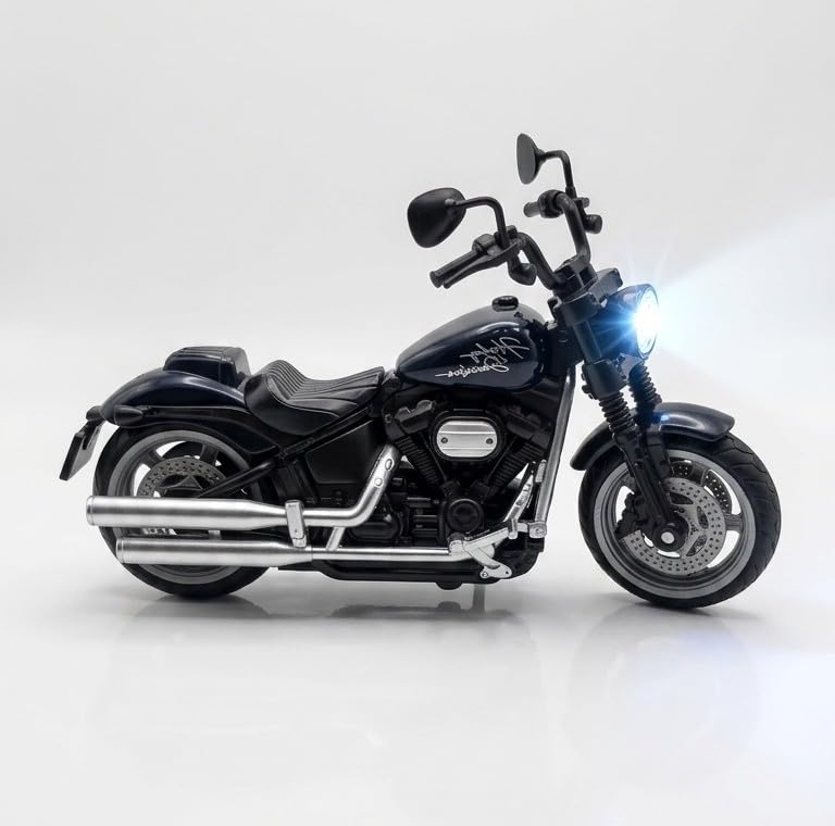 Image of Haarley-Davidson Die-Cast Metal Motorcycle Toy with Pullback Function, Light & Sound, Rotatable Handle. (Random Color Will Come)