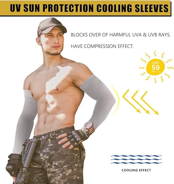 ZIBELL UV Protection Sunblock Arm Sleeves 6 Pairs with Thumb Hole: Moisture-Wicking, 4-Way Stretch, Breathable Fibre, Temperature Control Arm Covers for Men & Women
