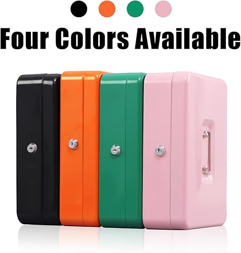 Miniatura 5 de KYODOLED Caja de dinero de metal con bandeja de dinero y cerradura, caja de dinero con bandeja para efectivo, cajón de efectivo, 11.81 x 9.45 x 3.54