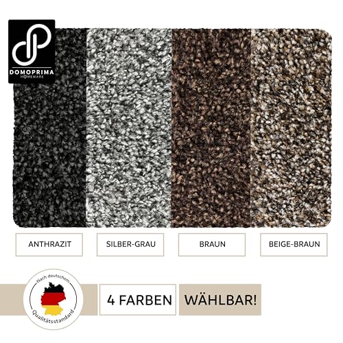 DOMOPRIMA® Fußmatte 60x40 cm Grau – Waschbare Schmutzfangmatte aus Mikrofaser, rutschfest und extra saugstark, 7 mm flach, Türmatte für Eingang, Flur, Küche, Bad, Katze und Hund