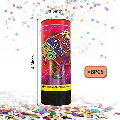Image of 8 PCS Confetti Poppers Cannons for Wedding Birthday Graduation Baby Shower Fun Party Supplies Decorations and Favors