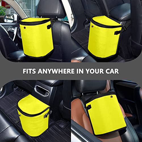 Image of Wudan Small Car Trash Can Yellow Accessories for Garbage Storage Organizer with Lid Waterproof Portable Auto and Truck Interior Seat Bin