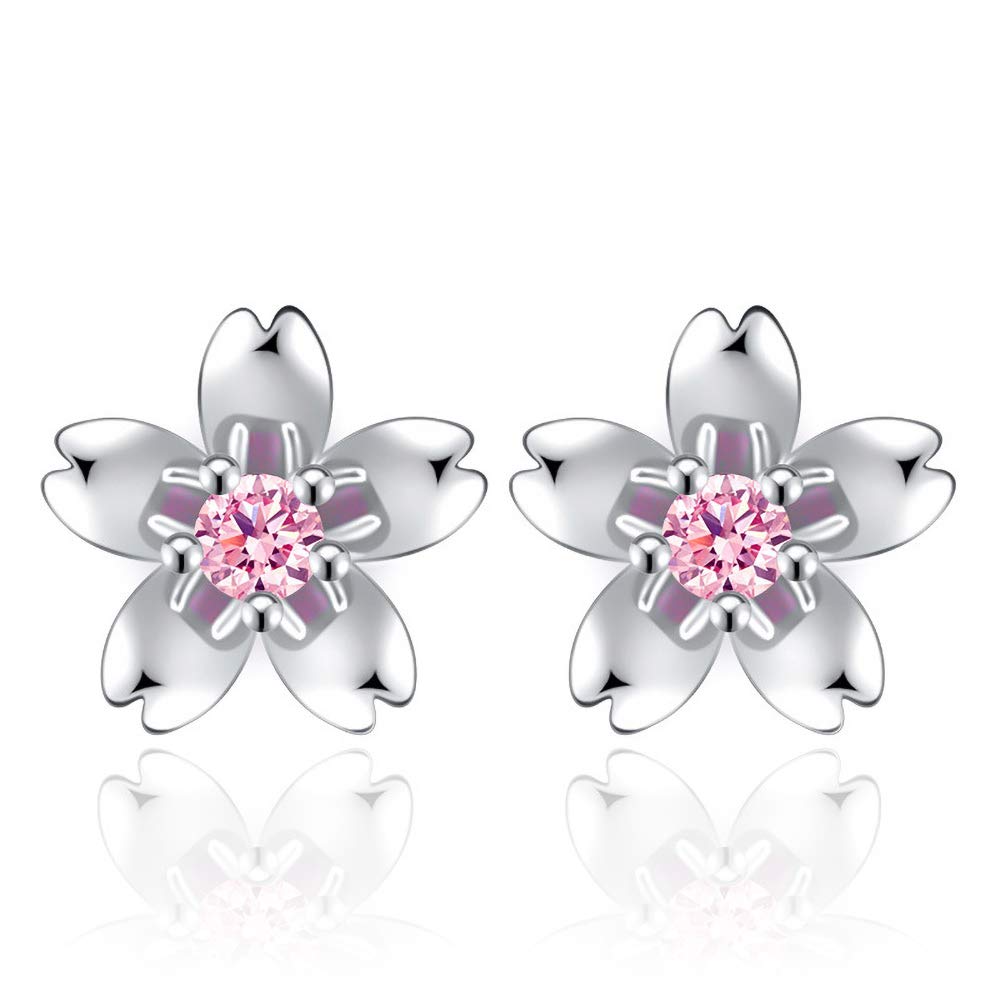 White Gold Plated Peach Blossom Small Stud Earring