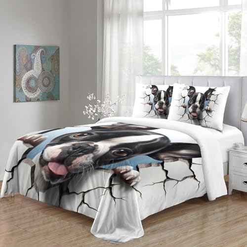 Parure de lit chien 3D avec housse de couette 260x230 cm et 2 taies en microfibre douce - 4