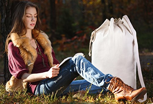 Canvas Duffel Bag - Drawstring, Leather Closure, Shoulder Strap. #TOP5