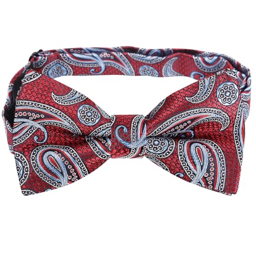 Image of Alizeal Mens 4pcs Vintage Paisley Bow Tie Set | Pre-tied Pocket Square Cufflinks Boutonniere for Wedding Everyday Use
