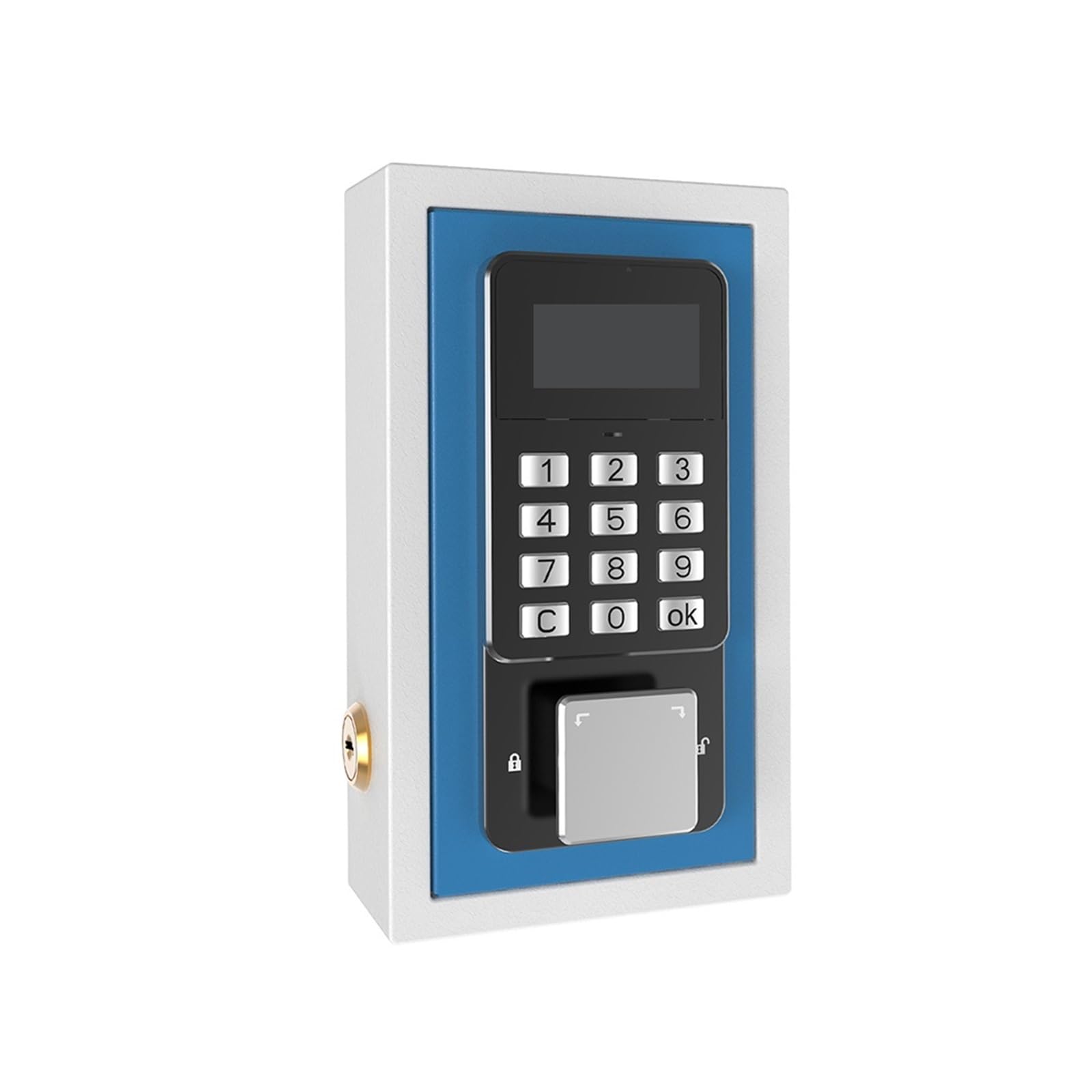 CVFRDD Security Safe Box Wall Mount Safe, Key Storage Box App Remote Organizer Password Security Code Lock No Home Lockbox(Blu)