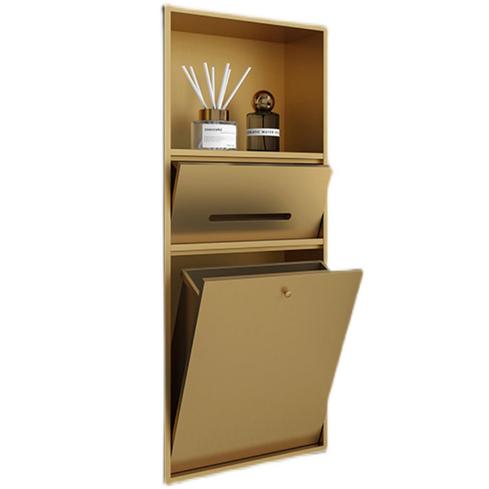 Złota wnęka prysznicowa ze stali nierdzewnej, wodoodporna półka ścienna do wpuszczania w ścianę na szampon, kosmetyki i papier toaletowy, stylowy organizer do łazienki, kuchni i salonu (rozm