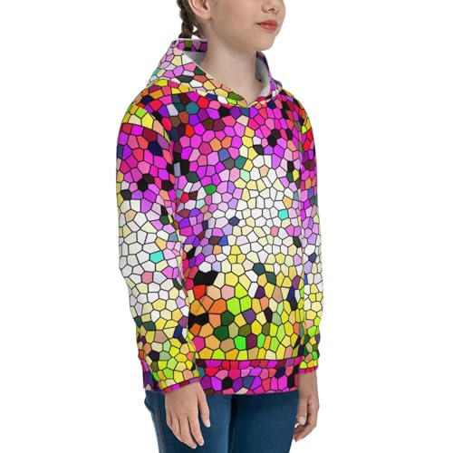 Colorful Tie Dye Stained Glass 3 Kids Pullover Hoodies Boys Sweatshirts Girls Athletic Clothes with Pocket3