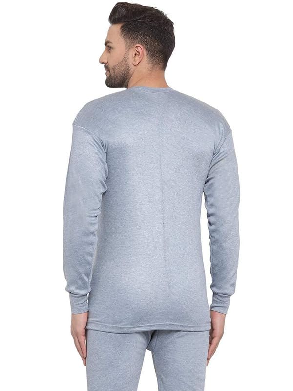 Winter Thermal Top for Men in Cotton Blend | Round-Neck Men's Inner Thermal Wear | Full Sleeves and Snug Fit | Premium Thermal Vest for Men | Pack of 2 Blue-Grey 1