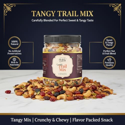 Image of LILA DRY FRUITS Tangy Trail Mix 1 kg (500g x 2) Chatpata Nuts & Seeds Combo with Cashew, Almonds, Chatpata Raisins, Cranberries, Amla, Roasted Salted Pumpkin & Sunflower Seeds Perfect for Gifting