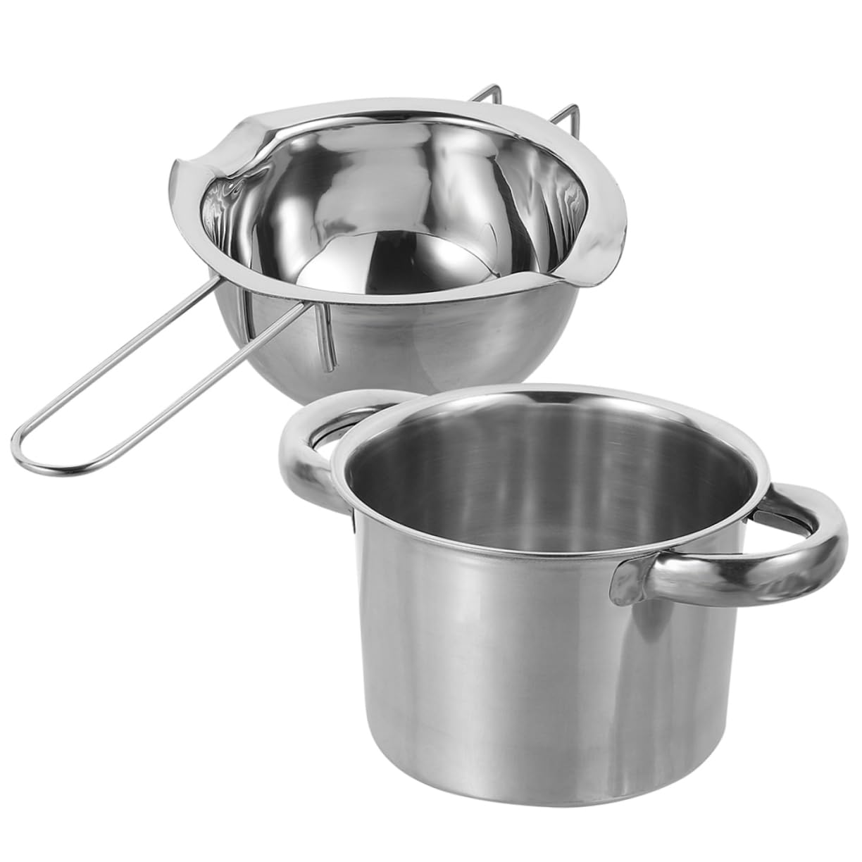 Cabilock 1Set Stainless Steel Double Boiler Melting Pot Outer Pot Inner Bowl for Chocolate Cheese and Butter Safe Heat Induction for Desserts Sauces