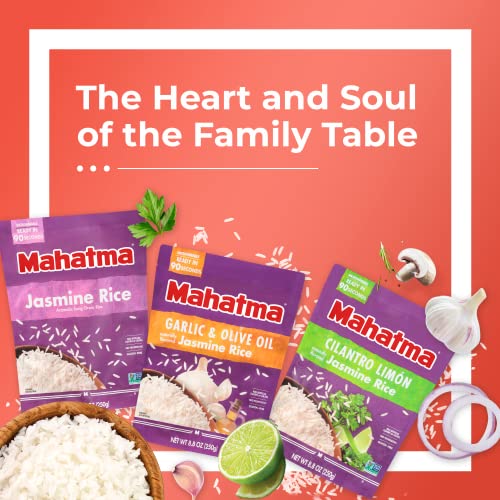 Image of Mahatma Ready to Heat Garlic & Olive Oil-Flavored Jasmine Rice, Precooked Rice, Microwaveable in 90 Seconds, Six 8.8-Ounce Bags (Pack of 2)