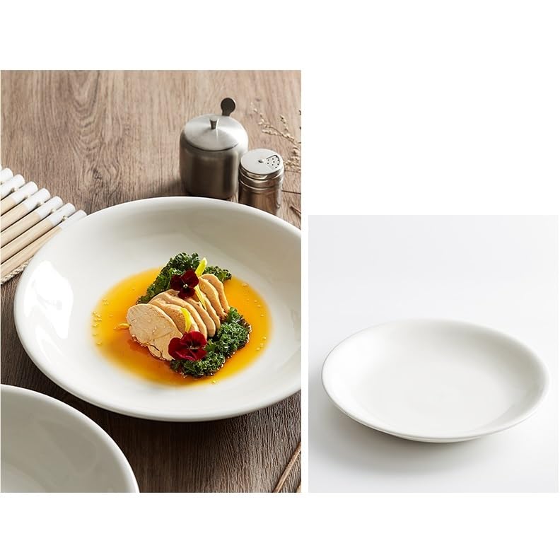 Piatti Cena Piatto fondo in ceramica bianca Piatto da zuppa Piatto for verdure Piatto for pesce for uso domestico Servizio da tavola for hotel e ristoranti Forniture Per Feste(10.5inch)