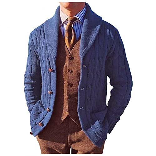 Hoodies for Men, Mens Hoodies Pullover, Men's Hoodies, Mens Long Sleeve Knitted Cardigan Stand Shawl Collar Cable Knitted Button Loose Chunky Casual Sweaters with Pockets