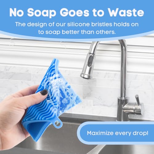 Image of Silicone Dish Sponge Dish Scrubber (Oval and Square) - Dual-Sided, Food Grade Silicone Sponges for Dishes and Housecleaning 2-Pack