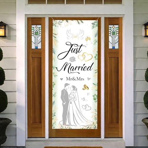 Hochzeit Deko Just Married Banner - Grün Hochzeitsdeko Frisch...