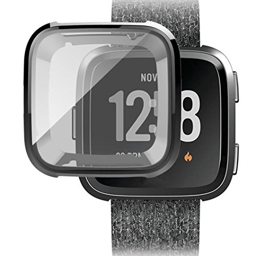 Fitbit Versa Protector, Zolimx Ultra-Delgada de Chapa Blanda TPU Protección Funda de Silicona para Fitbit Versa (Negro)
