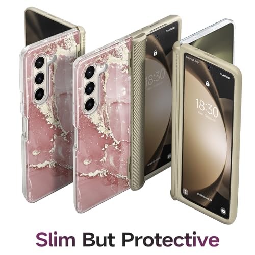 Protection charnière Samsung Z Fold 5 marbre luxe avec verre trempé intégral