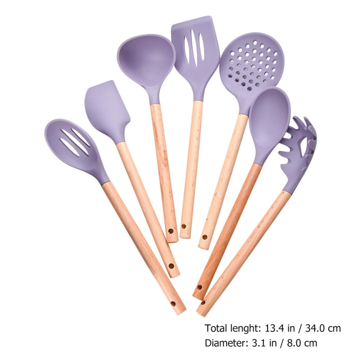 Set Utensili Cucina in Silicone Manico in Legno