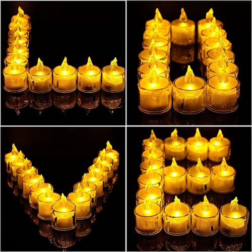 Image of Crystal LED Tealight Candles, Battery-Operated Flameless Tea Lights Safe for Kids & Pets, Smokeless Decorative Candles for Home Decor, Diwali, Wedding & Home Decoration (Pack of 60)