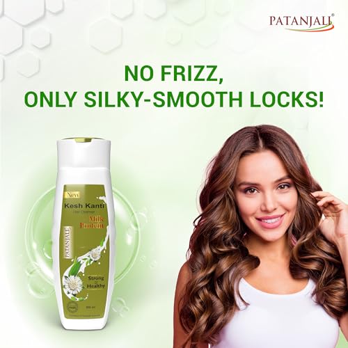 Image of Patanjali Kesh Kanti Milk Protein Shampoo Hair Cleanser 180ml - Hair Breakage & Fall Care Herbal Shampoo | Suitable for All Hair Types | For Men & Women | For Daily Use