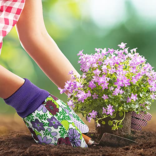 Garden Gloves Women,3 Pairs Breathable Anti-Slip Floral Printed Gardening Work Gloves With Pvc Dots For Planting And Work (Pink,Green,Purple) #TOP2