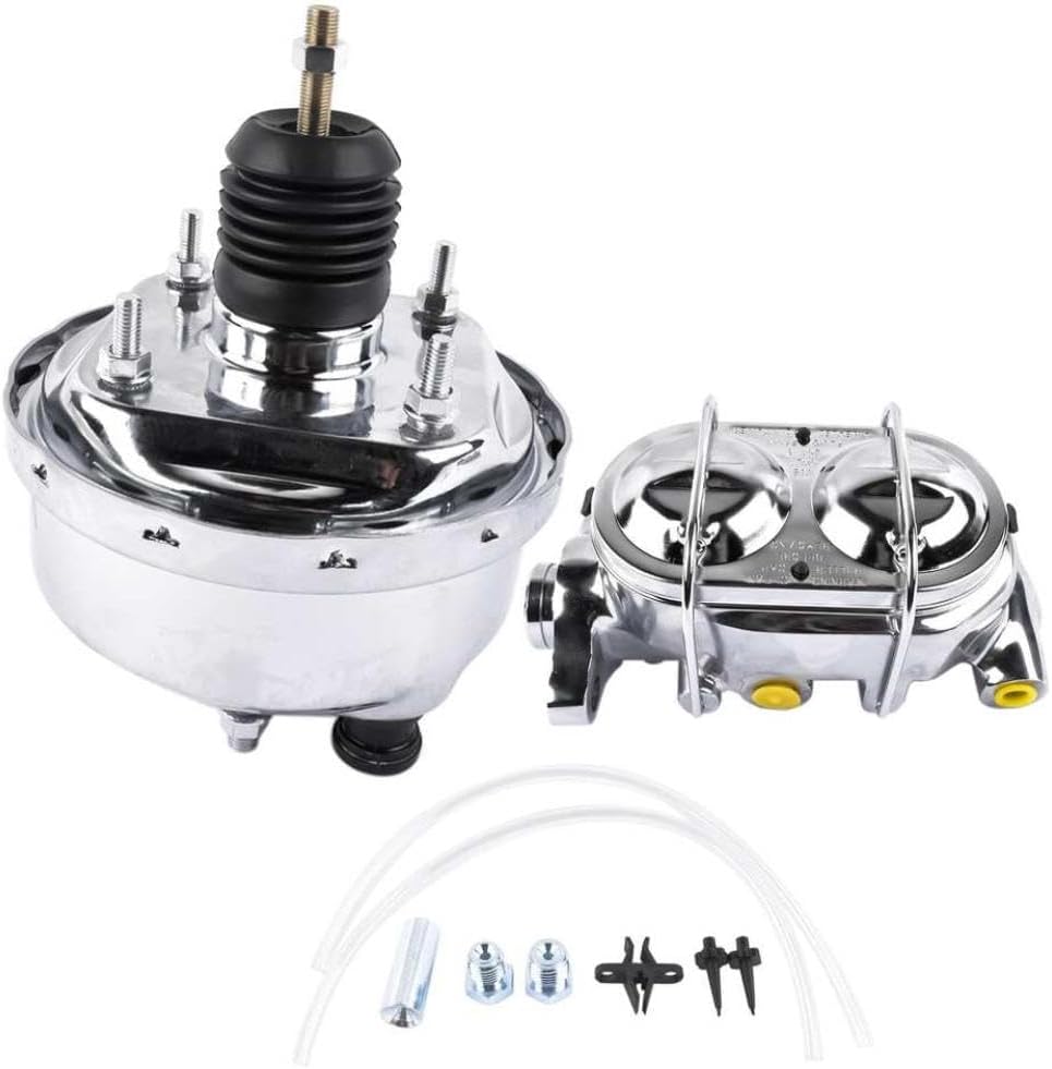 7-Inch Power Brake Booster Assembly with Bail Mount Master Cylinder for Street Rod and Hot Rod Applications
