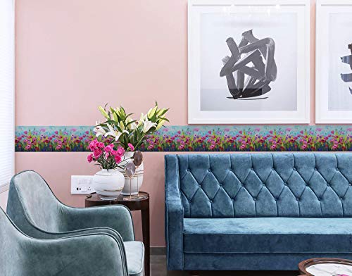 Image of WallDesign Vinyl Tree and Flowers Wall Sticker (Multicolour, 5.25 x 120 x 0.1 inches)