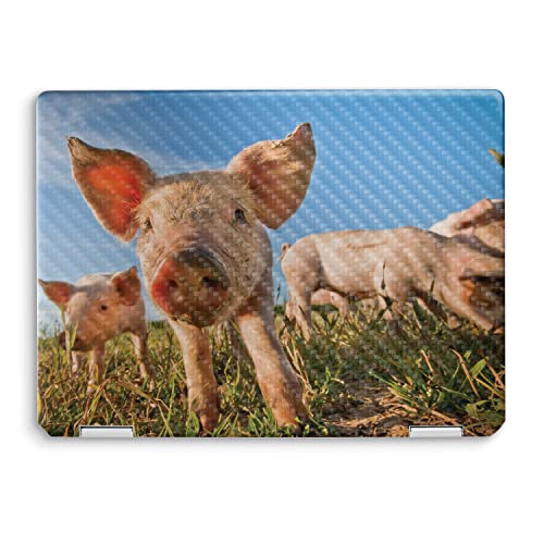 Image of MightySkins Carbon Fiber Skin Compatible with HP Spectre x360 14 inch (2022) Full Wrap Kit - Pig Face | Protective, Durable Textured Carbon Fiber Finish | Easy to Apply | Made in The USA
