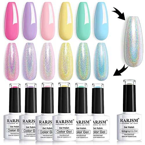 Set de esmaltes en gel para uñas 7 colores pastel 7.5 ml miniatura 1