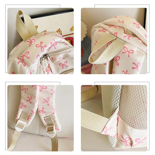 Dreamy Bow Backpack for Girls with Meal-Ready Pockets, Coquette Bow Backpack - Cute Comfy Everyday Essential Set (Bow/A/)3