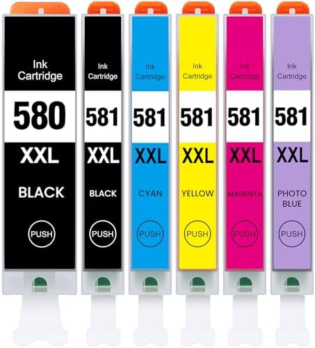 ONLYU PGI 580 XXL CLI 581 XXL Cartucho De Tinta Compatible Para Canon 580 Para Canon 581 Para PIXMA TS6150 TS6151 TR7550 TR8550 TS6250 TS6351 TS6350 TS6251 (2PGBK 2Negro 2Cian 2Magenta 2Amarillo