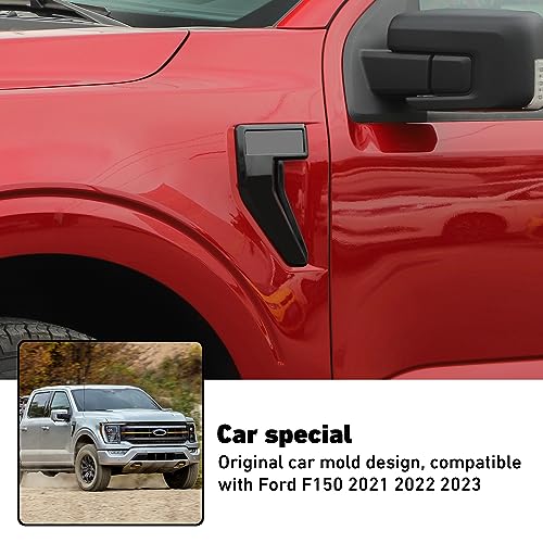 Image of Linskip Fender Side Emblem Trim Compatible with Ford F150 F250 F350 2021 2022 2023, for F150 Fender Badges Cover, for F-150 Enterior Accessories(Black)