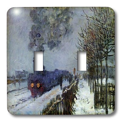 Train dans la neige double interrupteur à bascule 3dRose lsp_80521_2 Monet