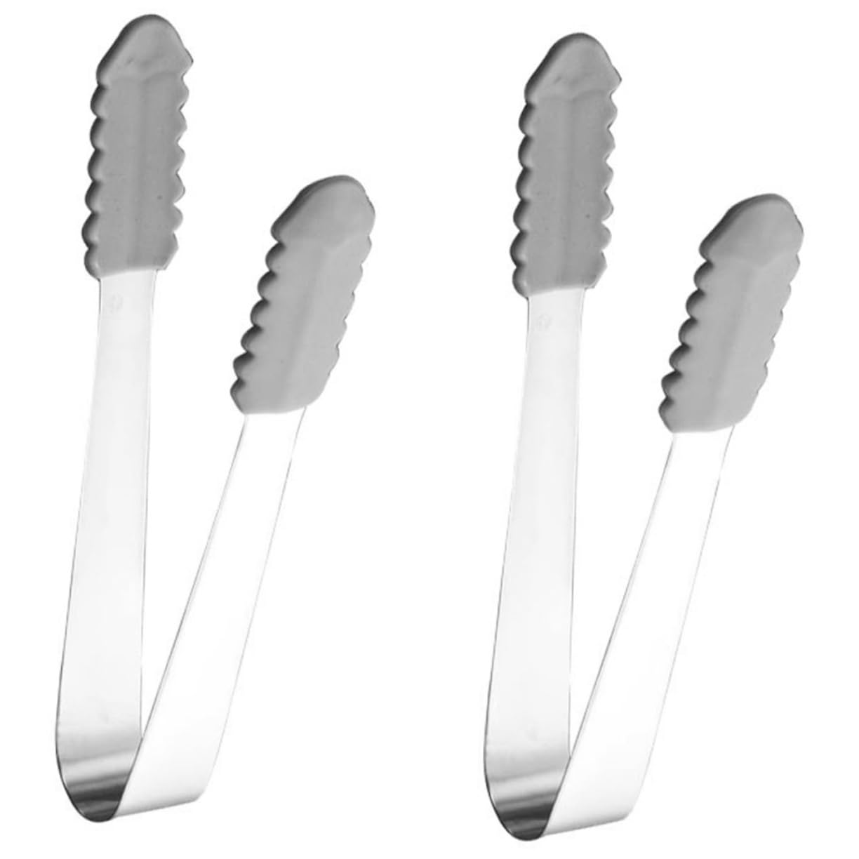 Healifty 2pcs Stainless Steel Ice Cube Tongs with Grip Ergonomic Serving Tool for Food Parties Bbq Multi Purpose Kitchen Utensils for Easy Gripping