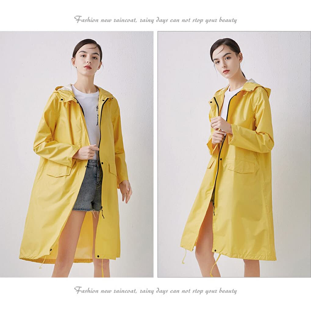 IOIUSKKU Chubasquero largo, impermeable, transpirable, impermeable, impermeable, portátil, para exteriores, senderismo, mochilero, ciclismo, Amarillo, XXL